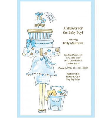 Baby Shower Invitations, Stack Of Gifts Blue, Rosanne Beck