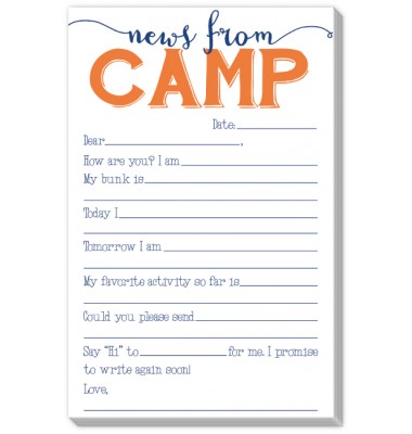 Camp Stationery, Notes From Camp Fill In Orange, Rosanne Beck 