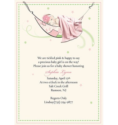 Baby Shower Invitations, Naping Girl, Bubbles N Bows