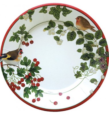 Caspari, Holiday Dessert Plates, Winter Birds