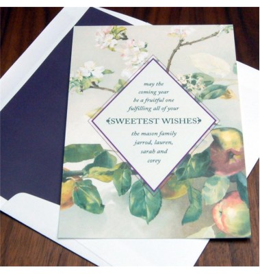 Jewish New Year Cards, Apple Blossom, Checkerboard